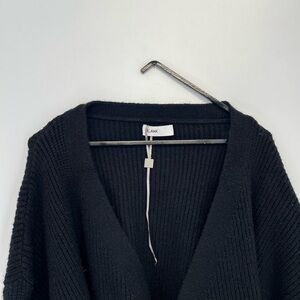Dress Blank Black Knit Wrap Long Sleeve Chunky Sweater Top
